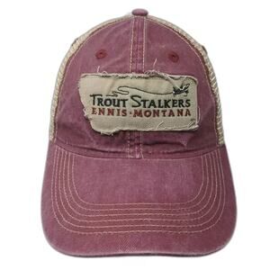 Ouray Trucker Hat Red Beige OS Trout Stalkers Ennis Montana Patch Mesh Fishing